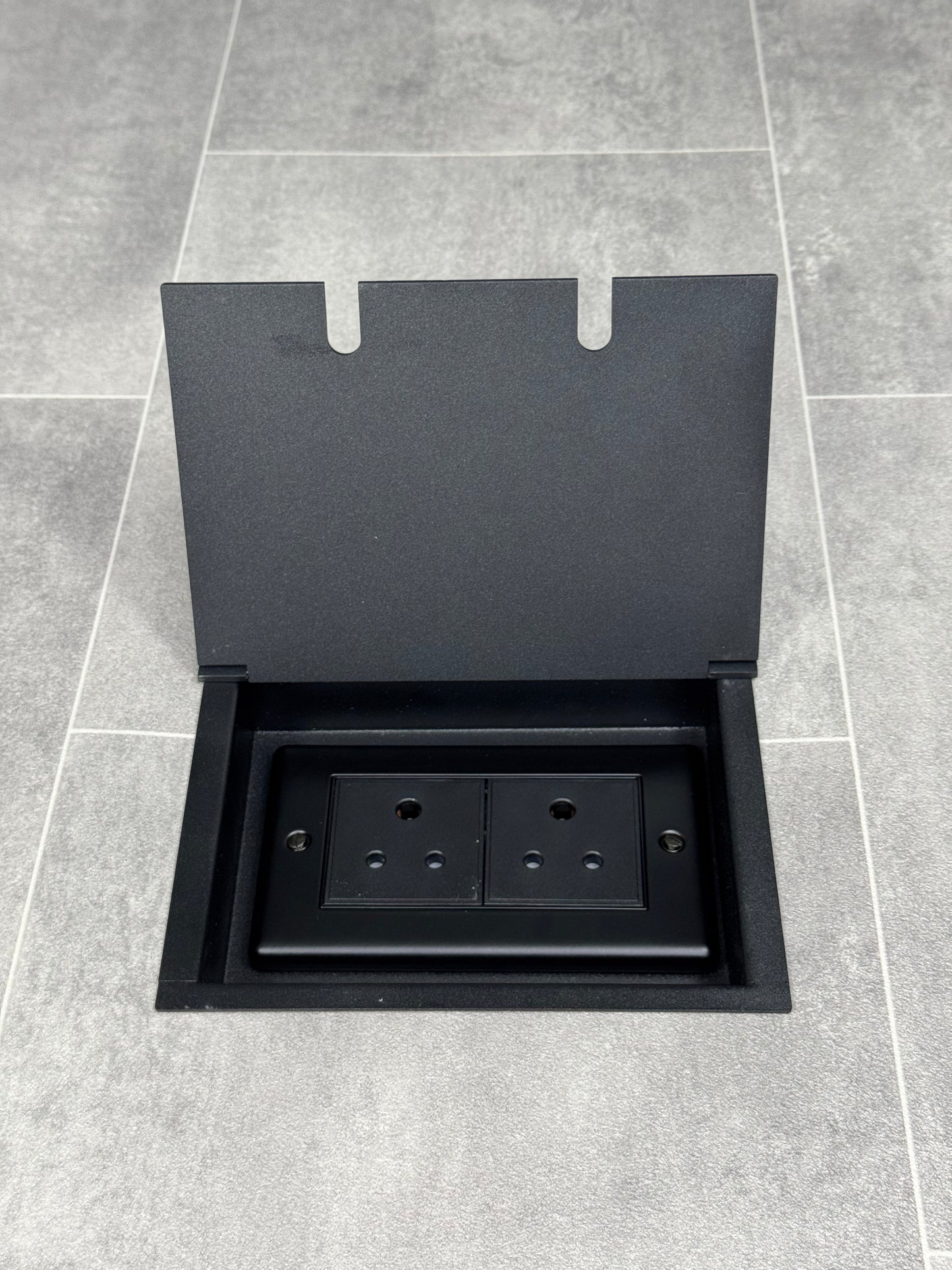 Recessed Floor Sockets - Double box (2 Gang) - Black - 5amp unswitched socket