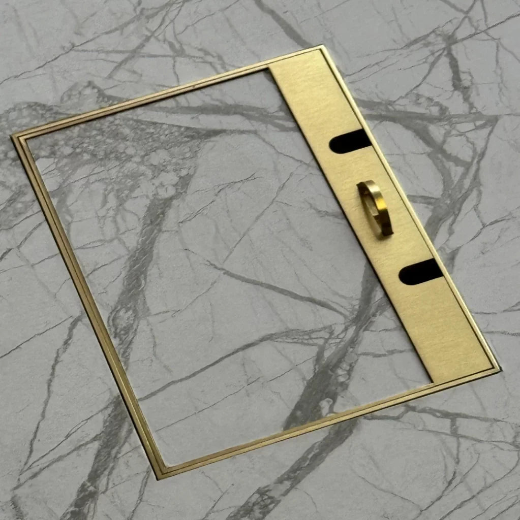 Satin Brass Flush Recessed Floor Sockets