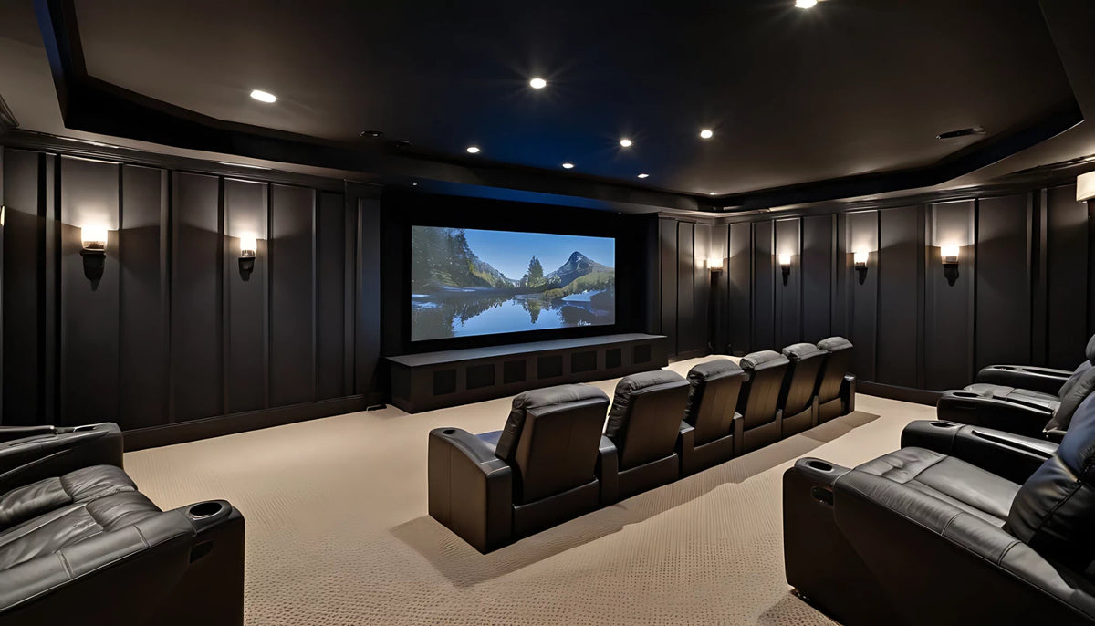 Flush Recessed Floor Sockets used in a home cinema.
