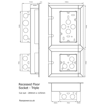 13 Amp Plug Recessed Floor Sockets - Antique Brass