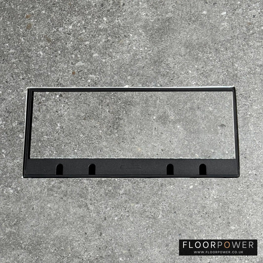 Flush Recessed Floor Socket with Black Surround in grey stone floor